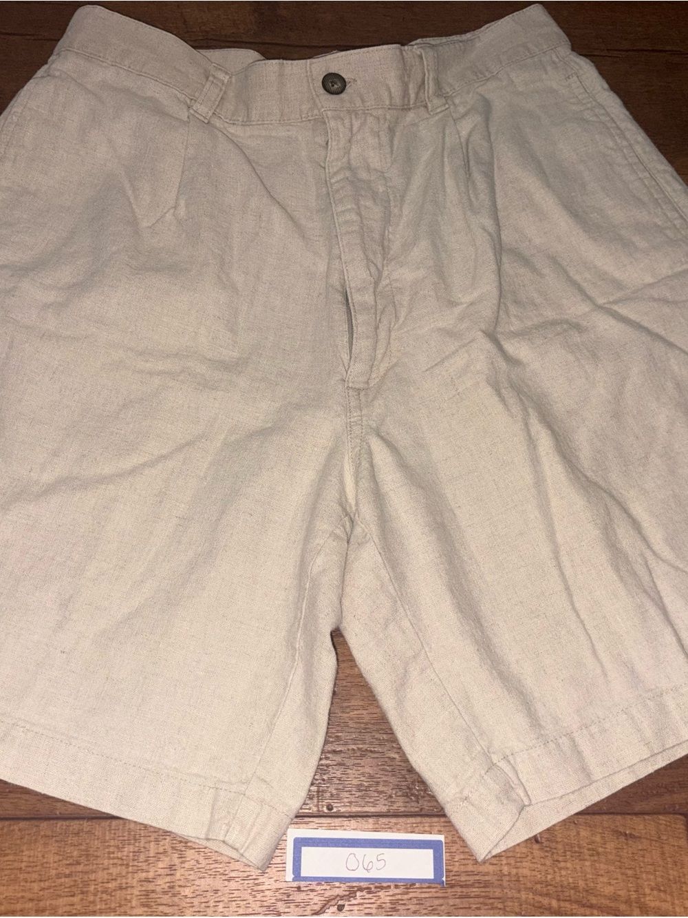 Fieldmaster Vintage Linen Cotton Blend Pleated Shorts Tan Beige Size 30